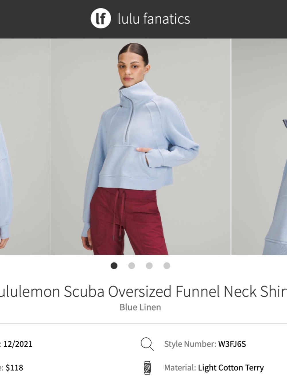 NWT Lululemon Scuba Oversized Funnel Neck BLEN ML
